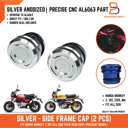 Silver Side Frame CNC Aluminium Cap for Honda Monkey 125 Z125 (2018-2024)