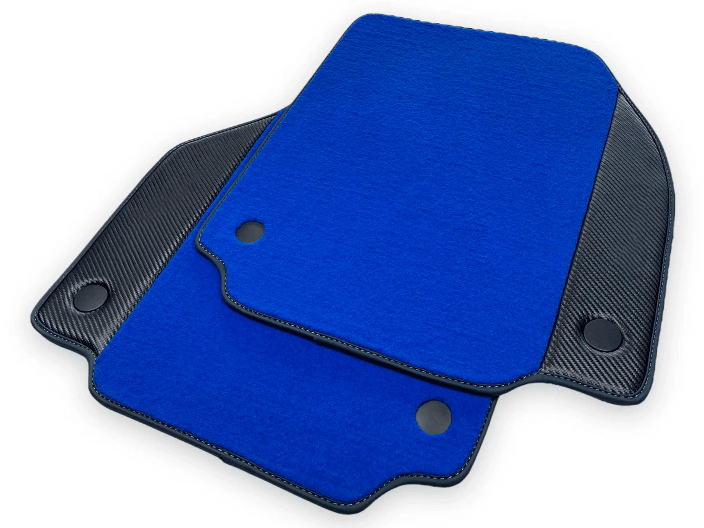 Blue Floor Mats for Ferrari 488 Pista Spider with Carbon Fiber (2019-2023)