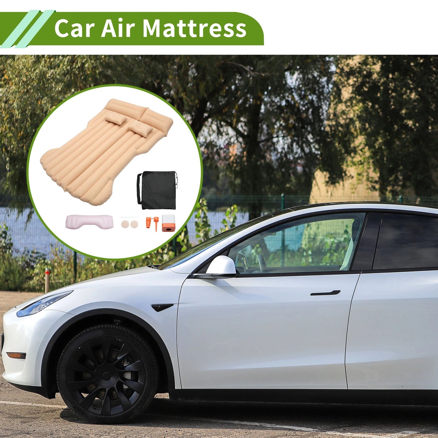 Beige Car Air Mattress for Tesla Model Y (2020-2023)
