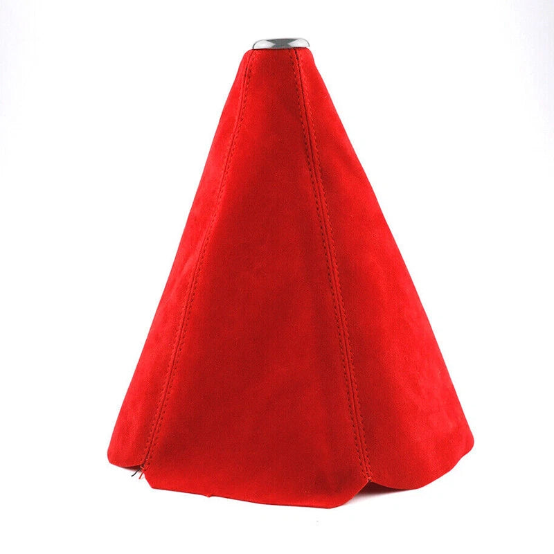 Red Suede Leather Shift Knob Boot Cover for Universal Cars
