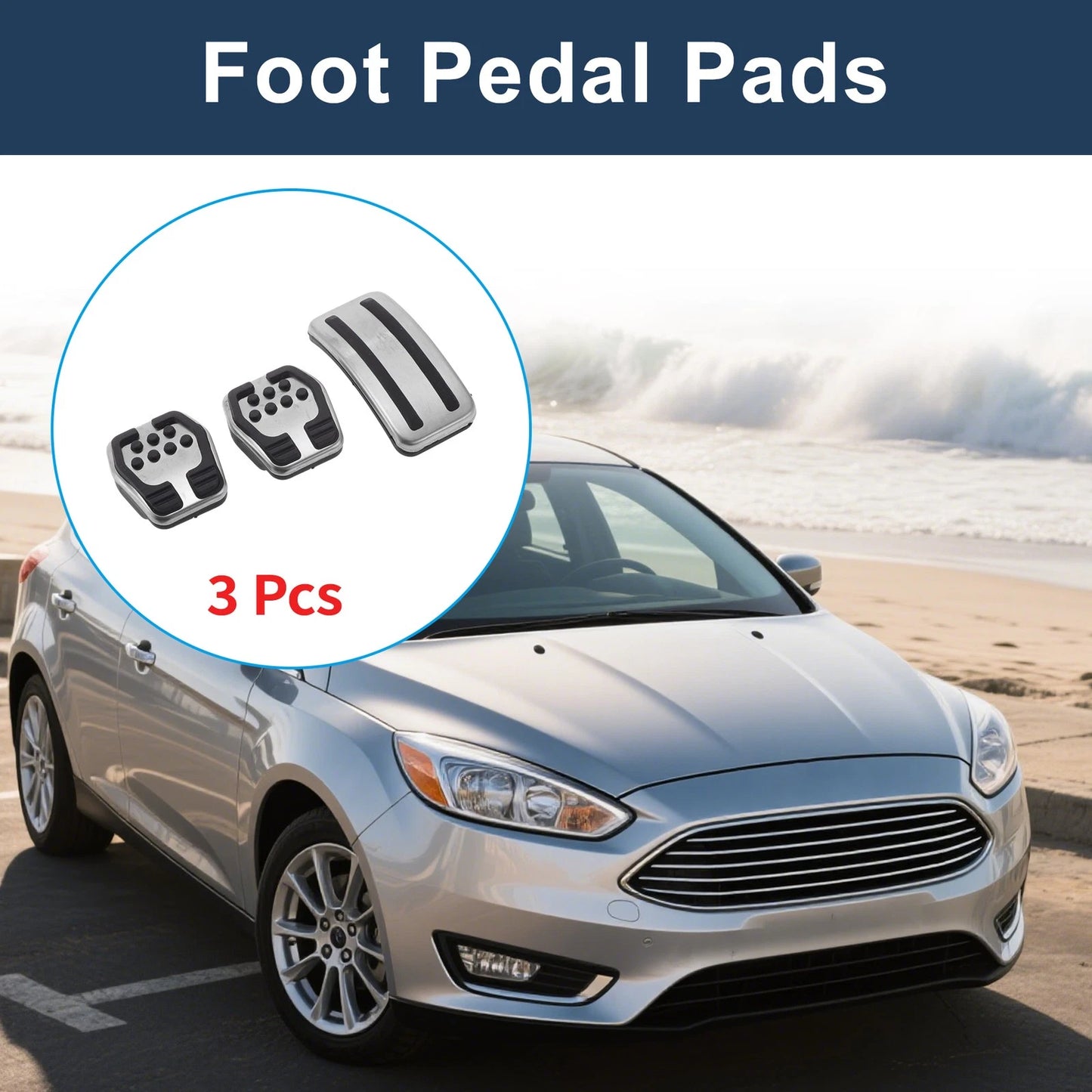 3 x Manual Transmission Foot Accelerator Pedal Covers for Ford Focus (2012-2016)