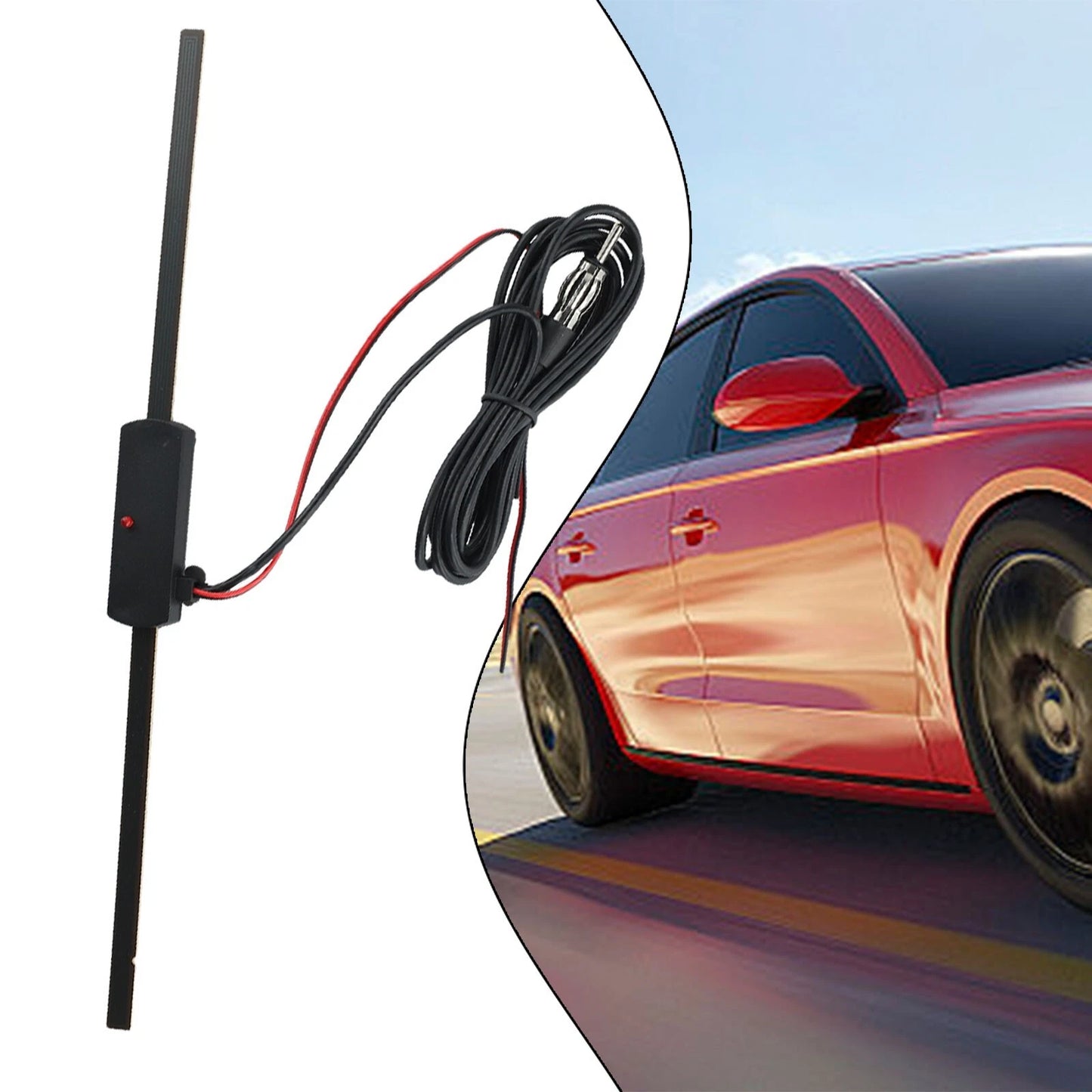 Antenna Signal Booster W/ 7-ft Cables for Windshield AM/FM Radio