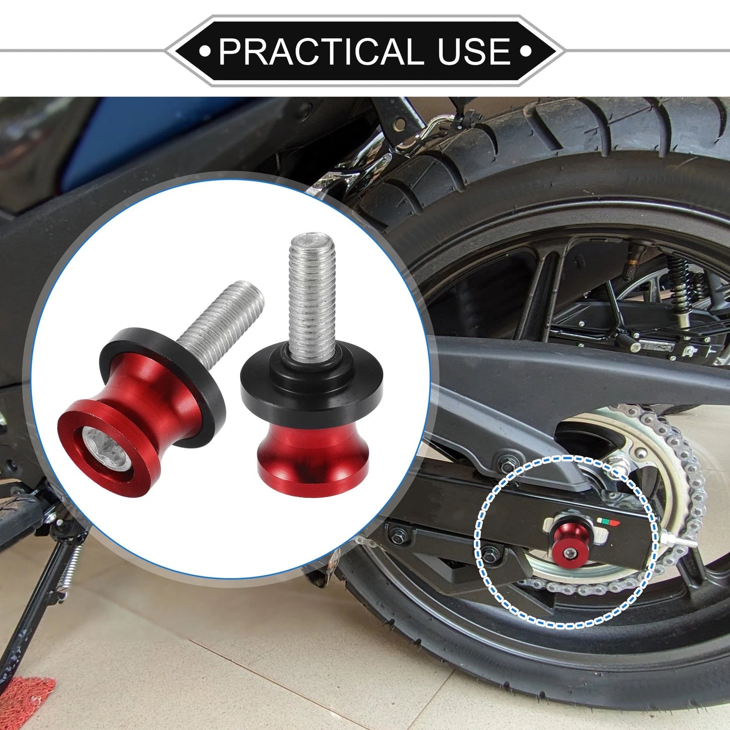 Pair Swingarm Spools 10mm CNC Slider Stand Red for Motorbike