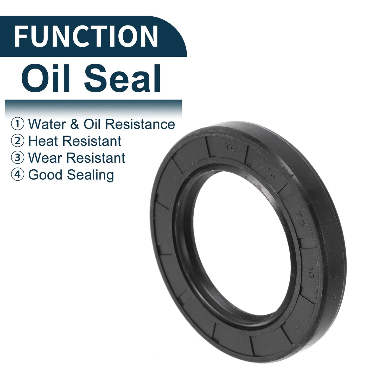Oil Seal Rotary Shaft Seal NBR Rubber 45x70x10mm Black 5 Pcs for Make Model