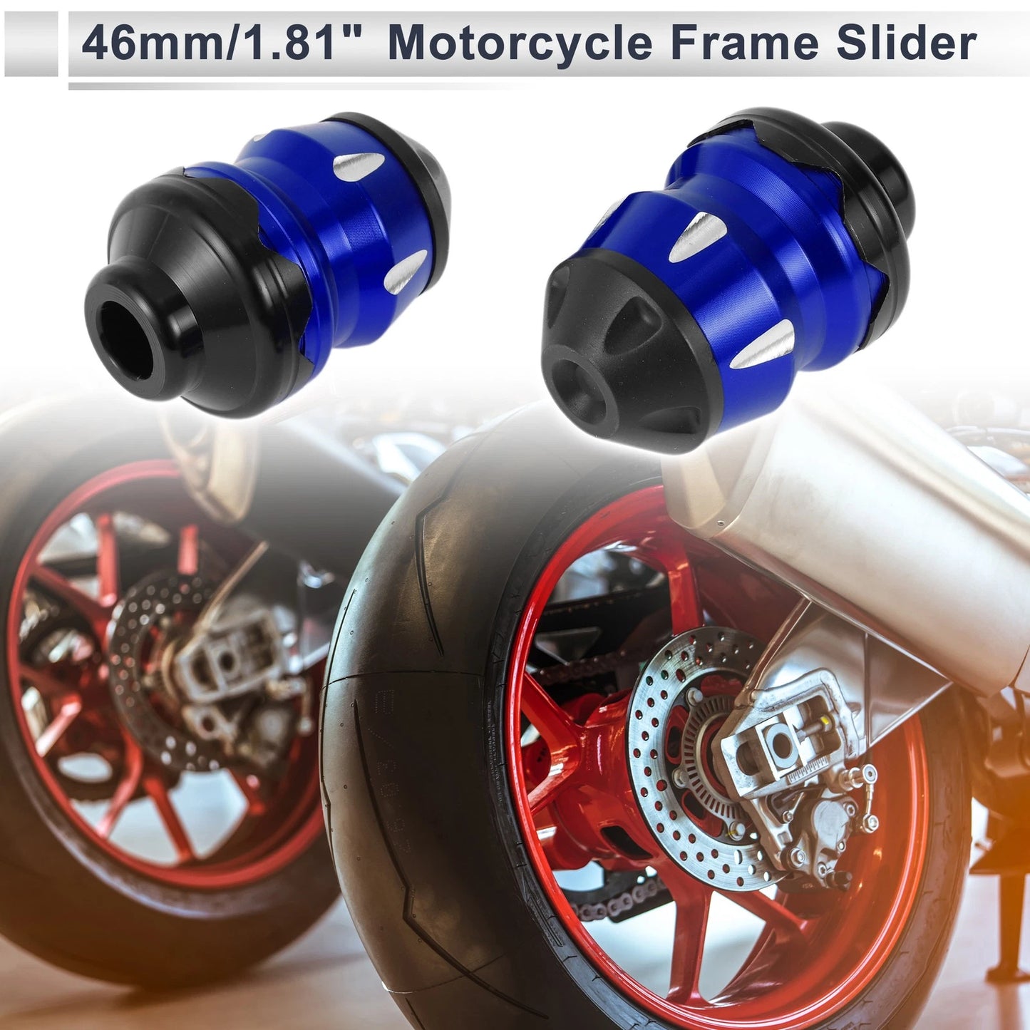 2 x 15mm Aluminum Alloy Plastic Motorcycle Slider Frame Blue for Make Model