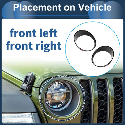 2 x Front Left & Right Headlight Trim Bezels for Jeep Wrangler (2024)