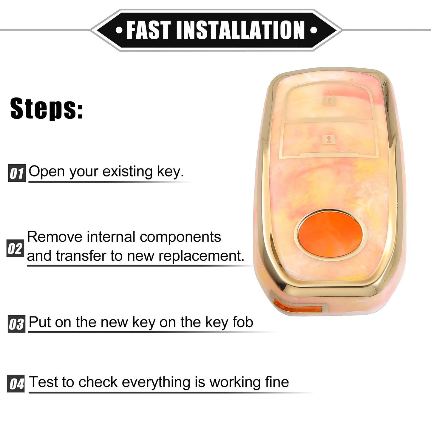 TPU Remote Key Fob Cover for Toyota RAV4 2001-2022 - 2 x Orange Covers