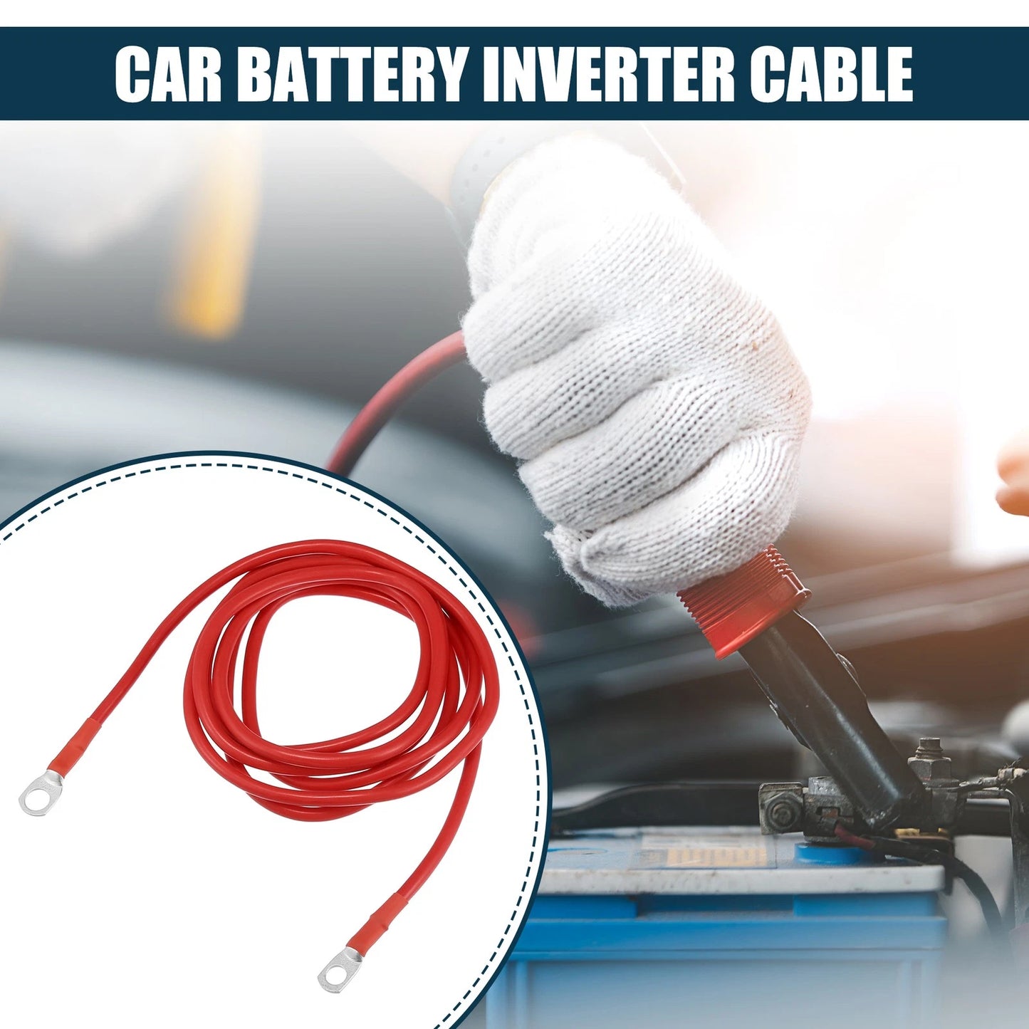 Battery Cable for Car Marine Inverter 5/16-3/8 8ft Copper Wire Red