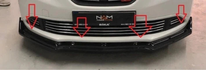 Front Bumper Lip Splitter for Renault Symbol (2013-2019) 3 Pcs
