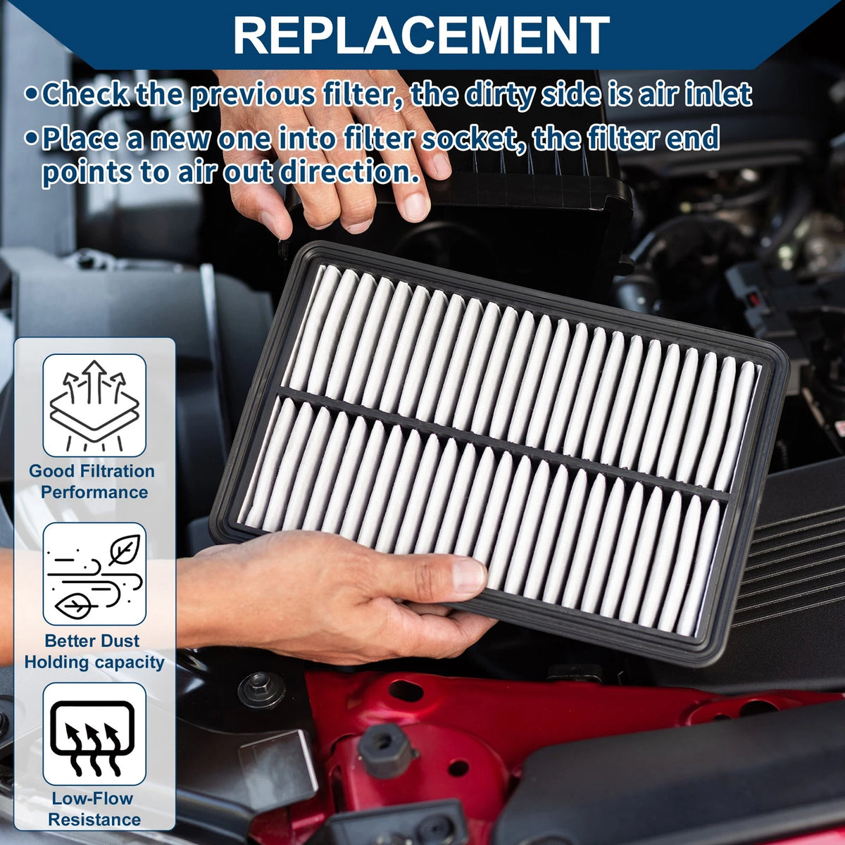 Engine Air Filter No.165466LA0A for Nissan Sentra 2.0L (2020-2024) 1 Pcs