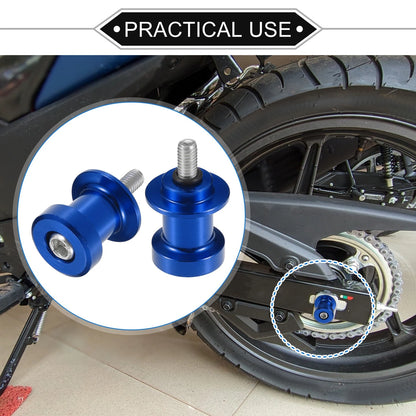 Pair 6mm CNC Swing Arm Spools Sliders Stand Blue for Motorcycle
