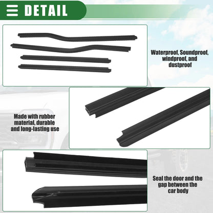 Window Weatherstrip Set for Ford F-250 (2013-2016) Rubber Black