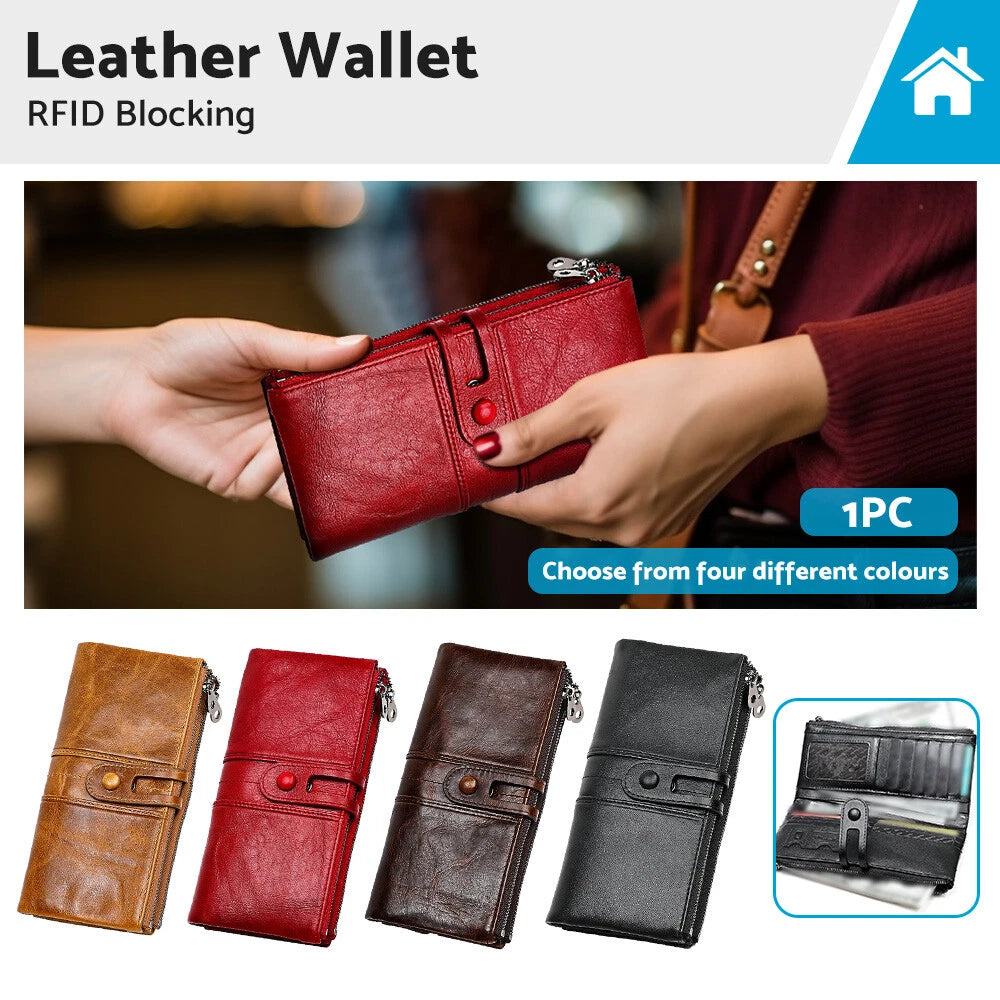Leather Phone Wallet Clutch Purse for Women - Card Cash Coin Holder