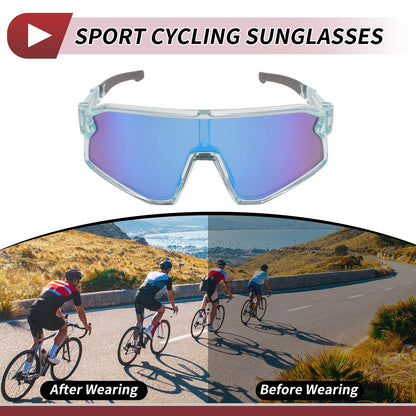 Goggles for Motorcycle Riding Blue Lens Clear Frame PC Tri-Acetyl Cellulos