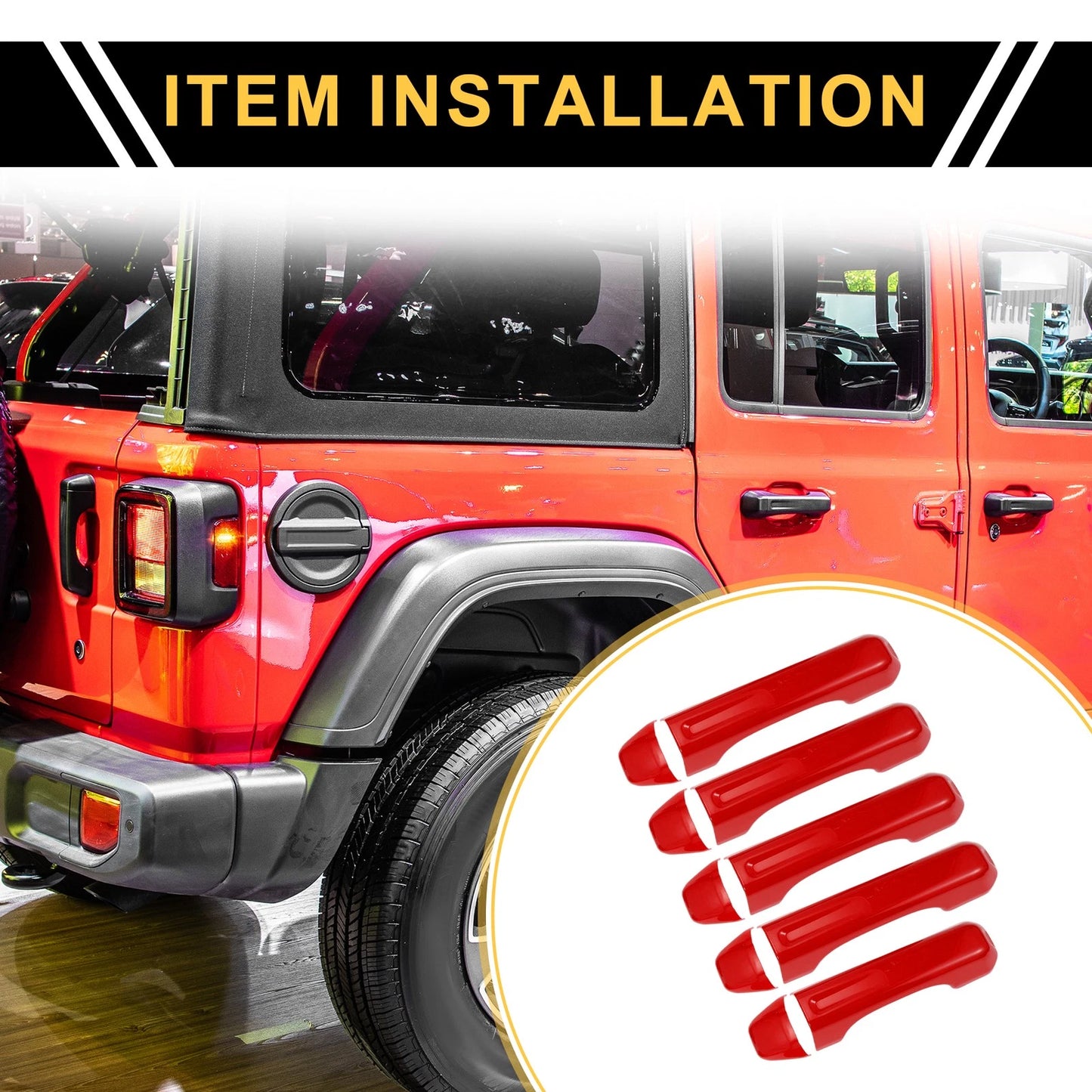 Door Tailgate Handle Cover for Jeep Gladiator JT (2020-2021) - Red