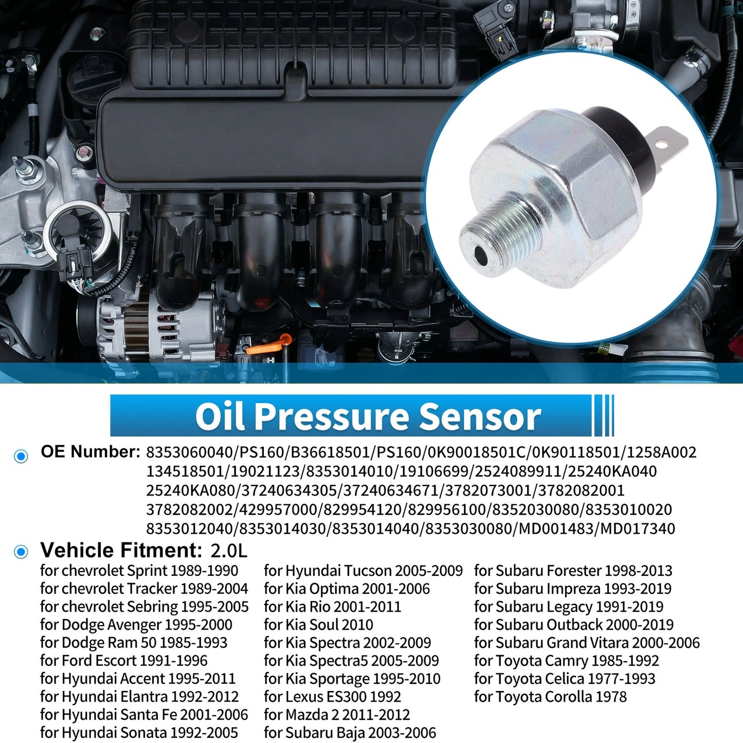 Engine Oil Pressure Sensor for Chevrolet Sprint (1989 - 1990)