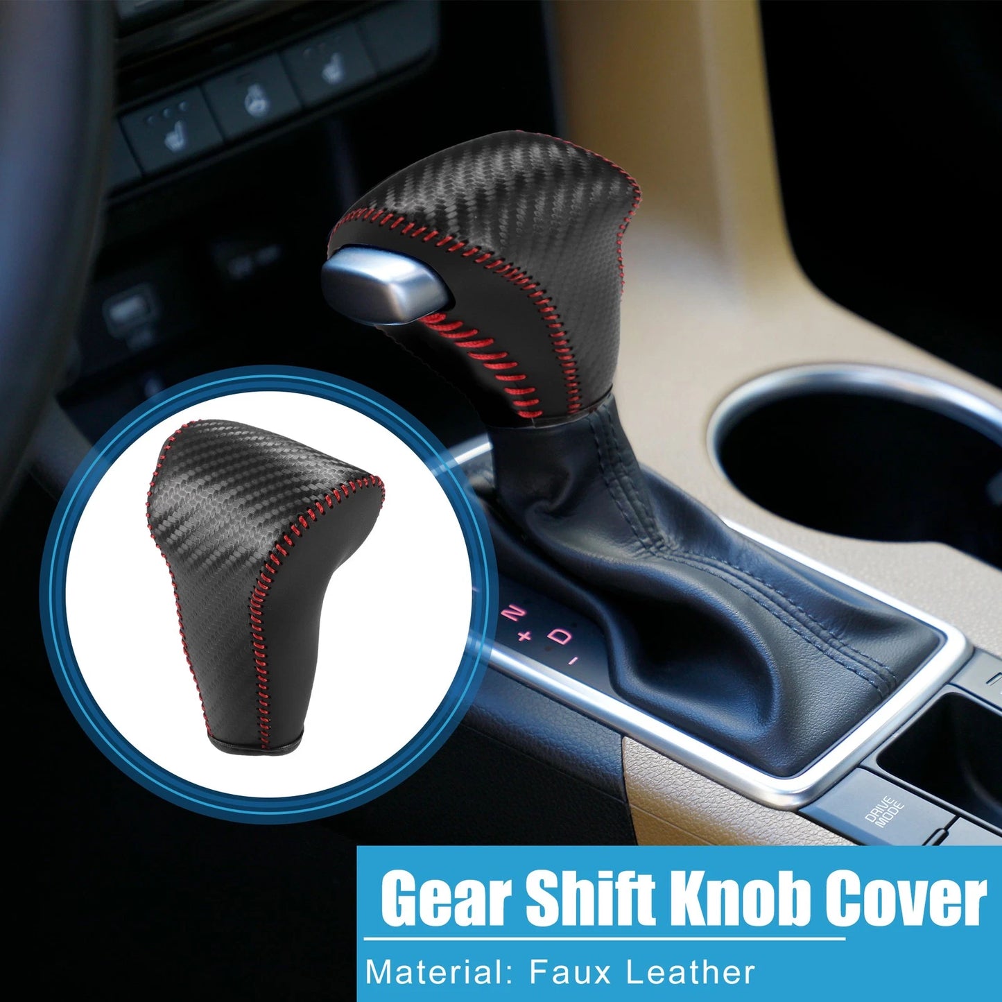 Auto Gear Shifting Knob Cover for Honda CR-V (2017-2022) Black Red Stitches