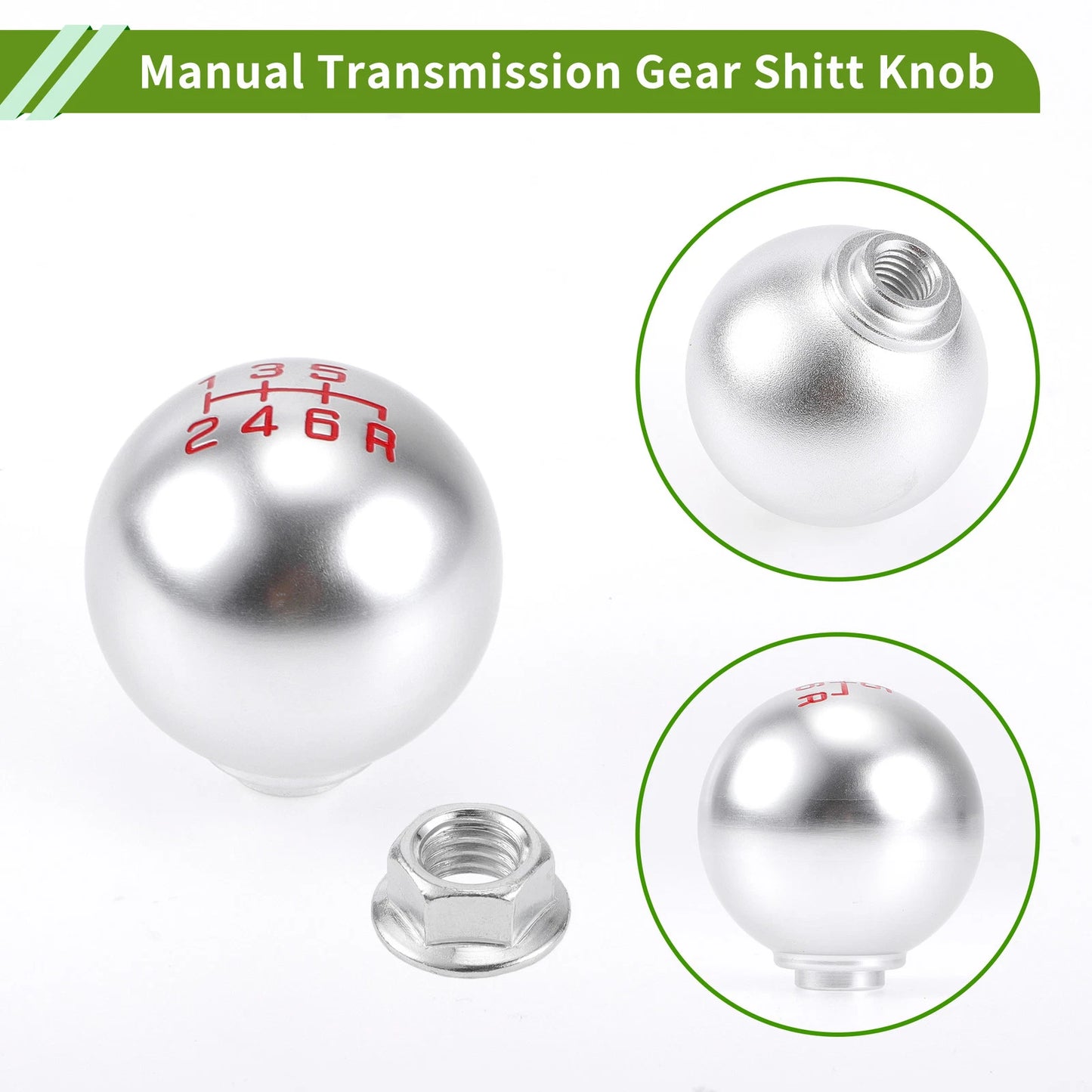 6 Speed Gear Shift Knob for Honda Accord (1990-1997) - Aluminum Silver Tone
