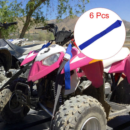 Cargo Belt Soft Loop Strap 6 PCS Blue 2.5 x 30.5cm for Car Motorcycle 1500lbs