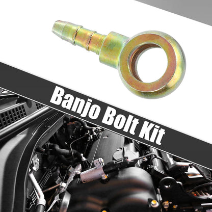 M10x1 Banjo Bolt with Copper Washer for Motorcycle Iron Bronze Tone