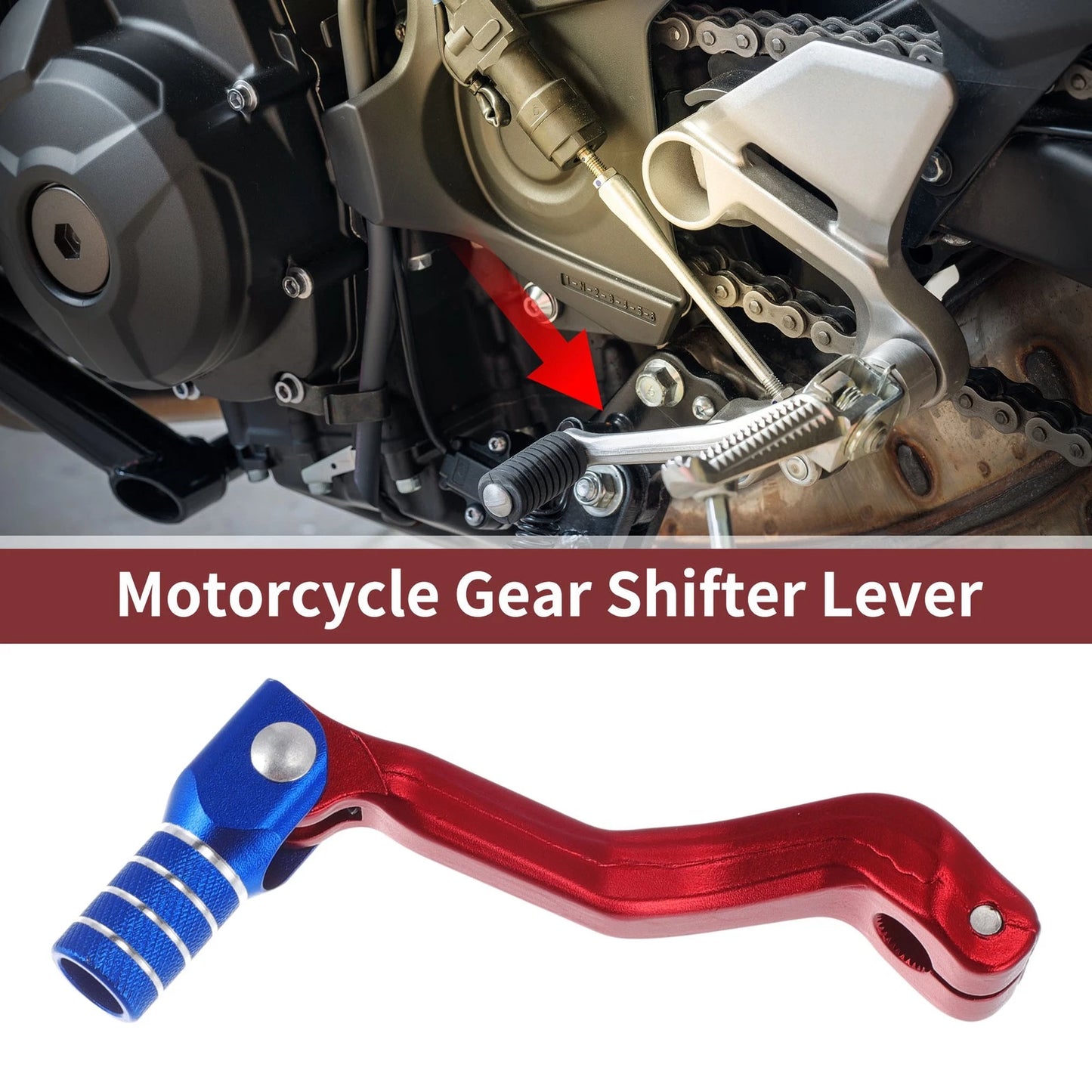Folding Motorcycle Gear Shifter Lever for Kayo T2 Red Blue Silver Tone 1 Pc