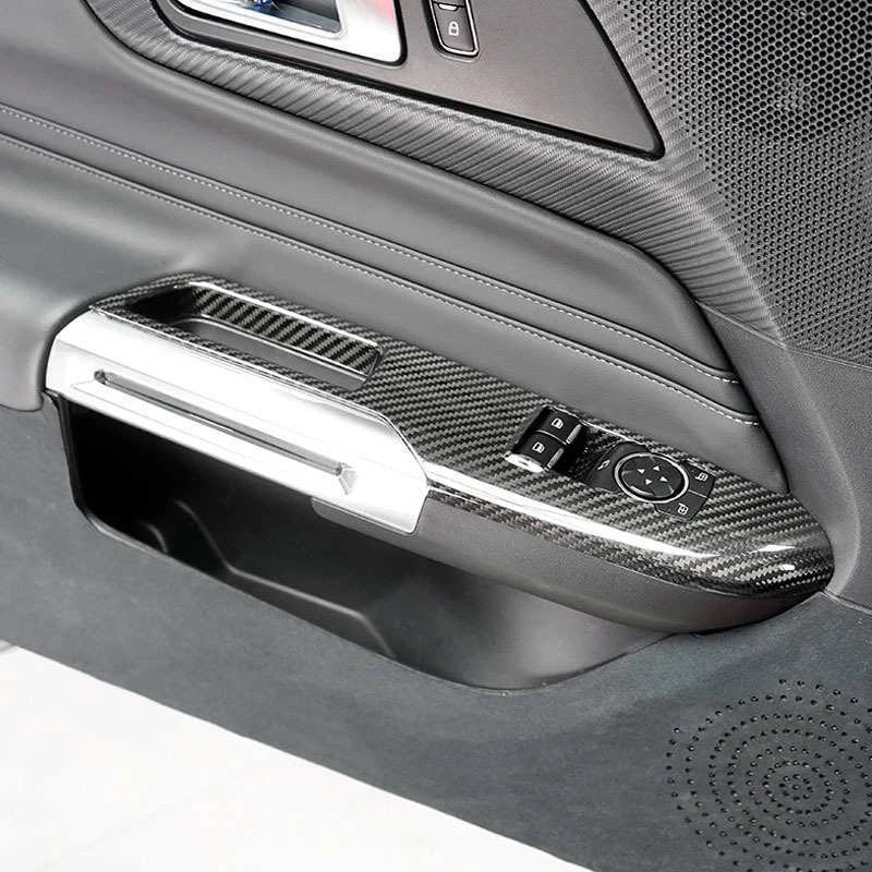 Dry Carbon Fiber Window Lift Switch Panel Cover Trim for Ford Mustang 2024