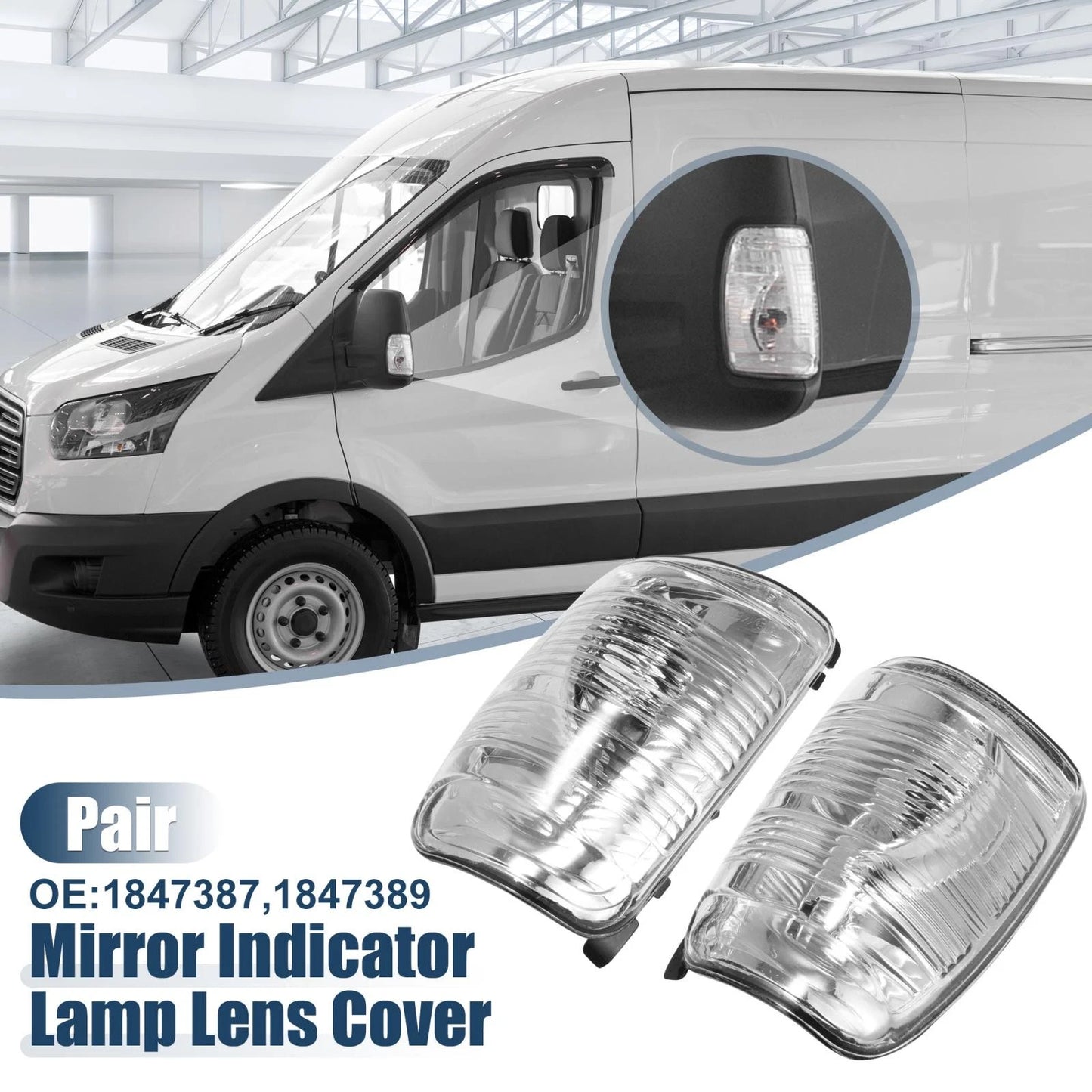 Left Right Wing Mirror Indicator Lamp Lens Cover for Ford Transit (2014)