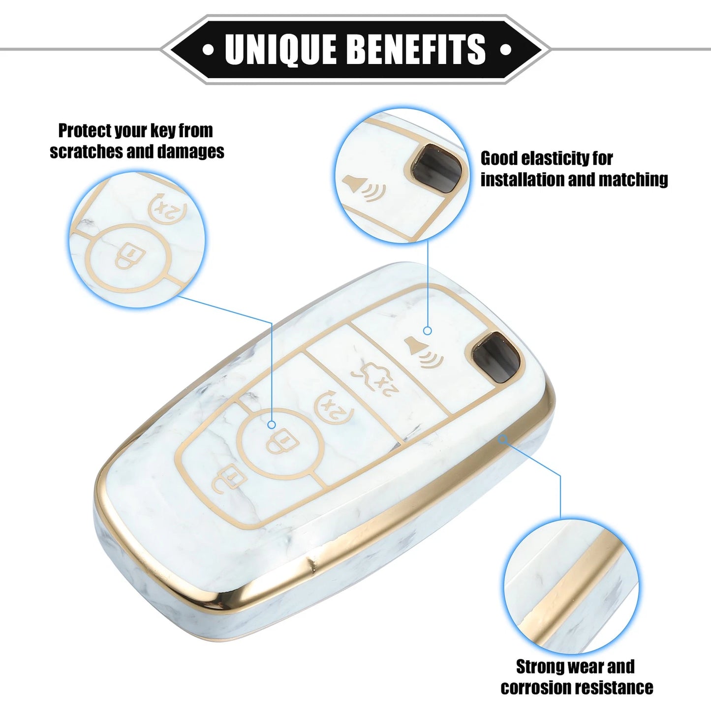Key Fob Cover for Ford Smart Key 5 Button - Durable TPU Gray