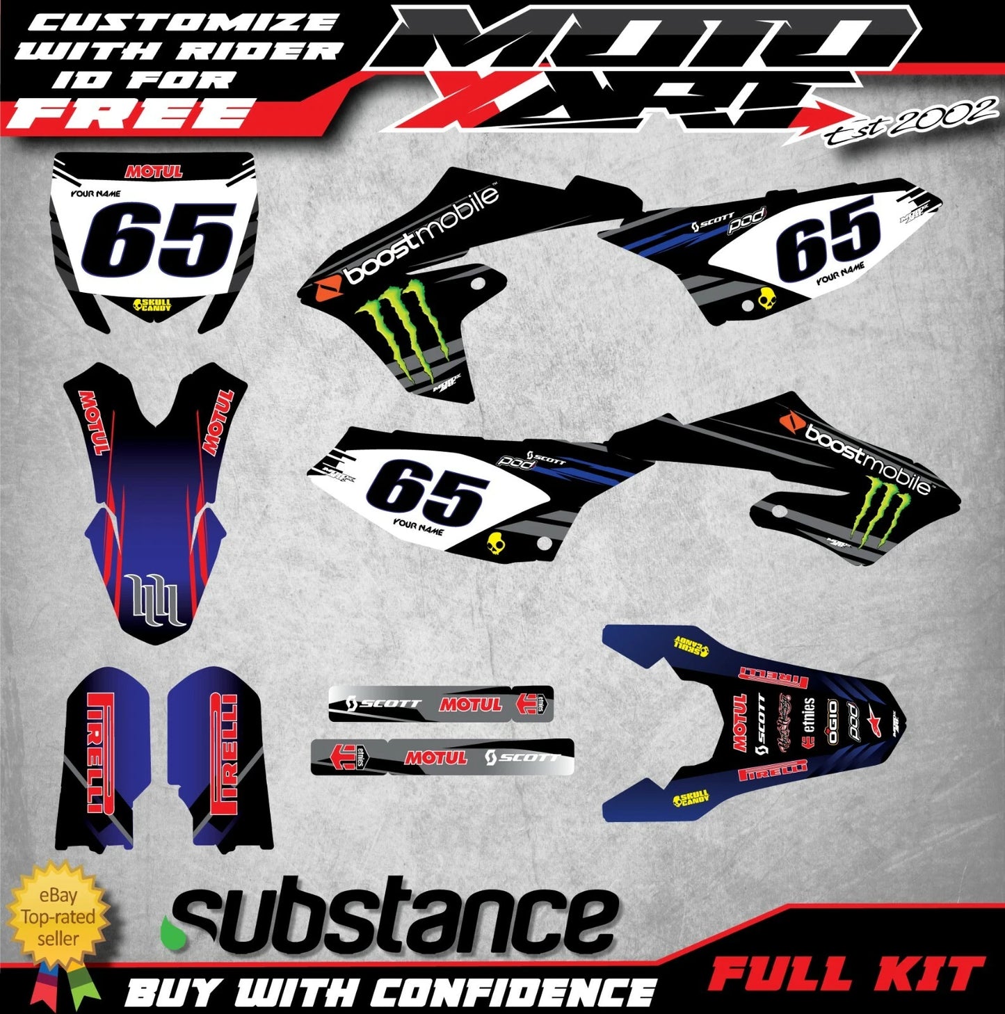 Custom Graphic Kit RAVAGE STYLE for Yamaha YZ 65
