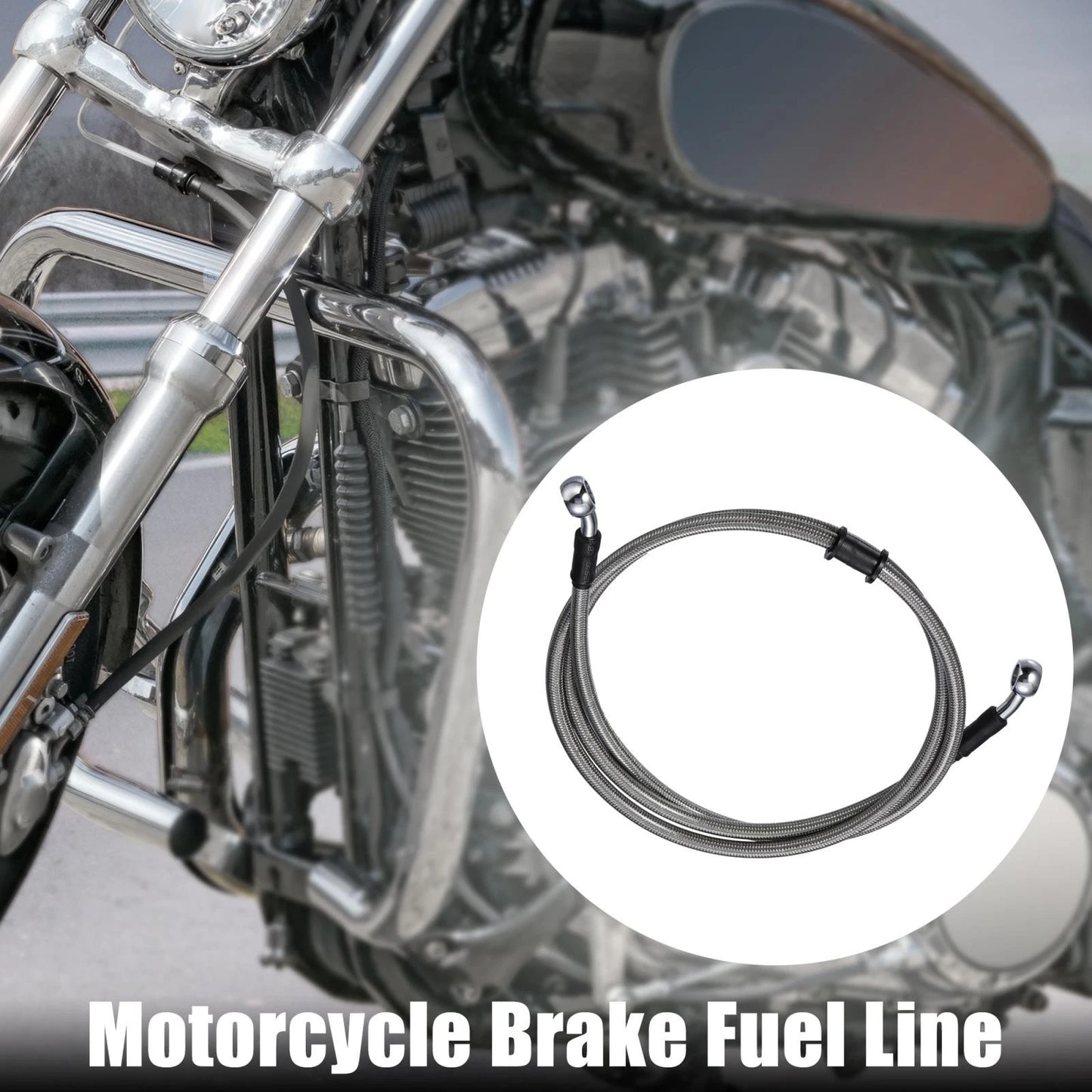 140cm Braided Brake Clutch Oil Hoses Line Pipe Silver Tone for Motorcycle ATV