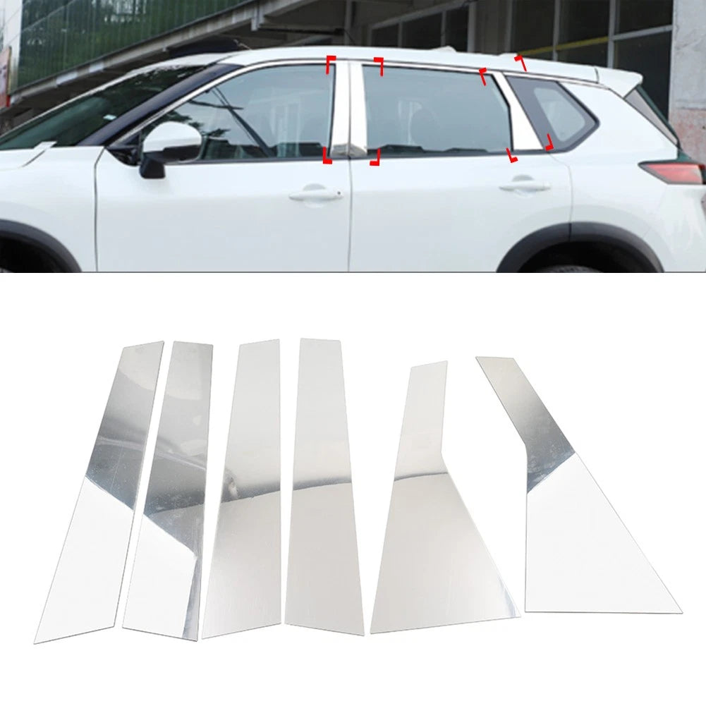 Pillar Post Set Door Window Trim Covers for Nissan X-Trail Rogue (2021-2023)