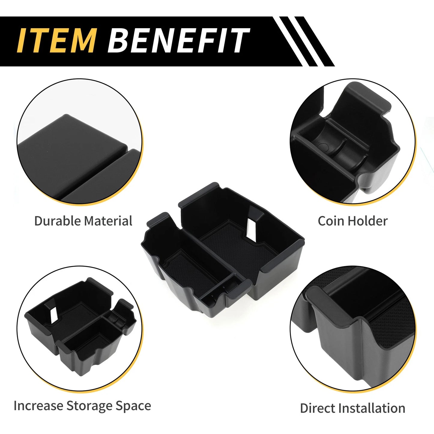Center Console Organizer Tray for Jeep Wrangler JL JLU (2018-2022) Black