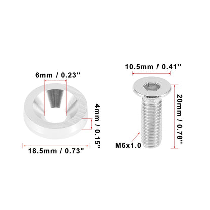 20pcs M6 Fender Bumper Washer Bolt Engine Fastener for Car/Motorcycle