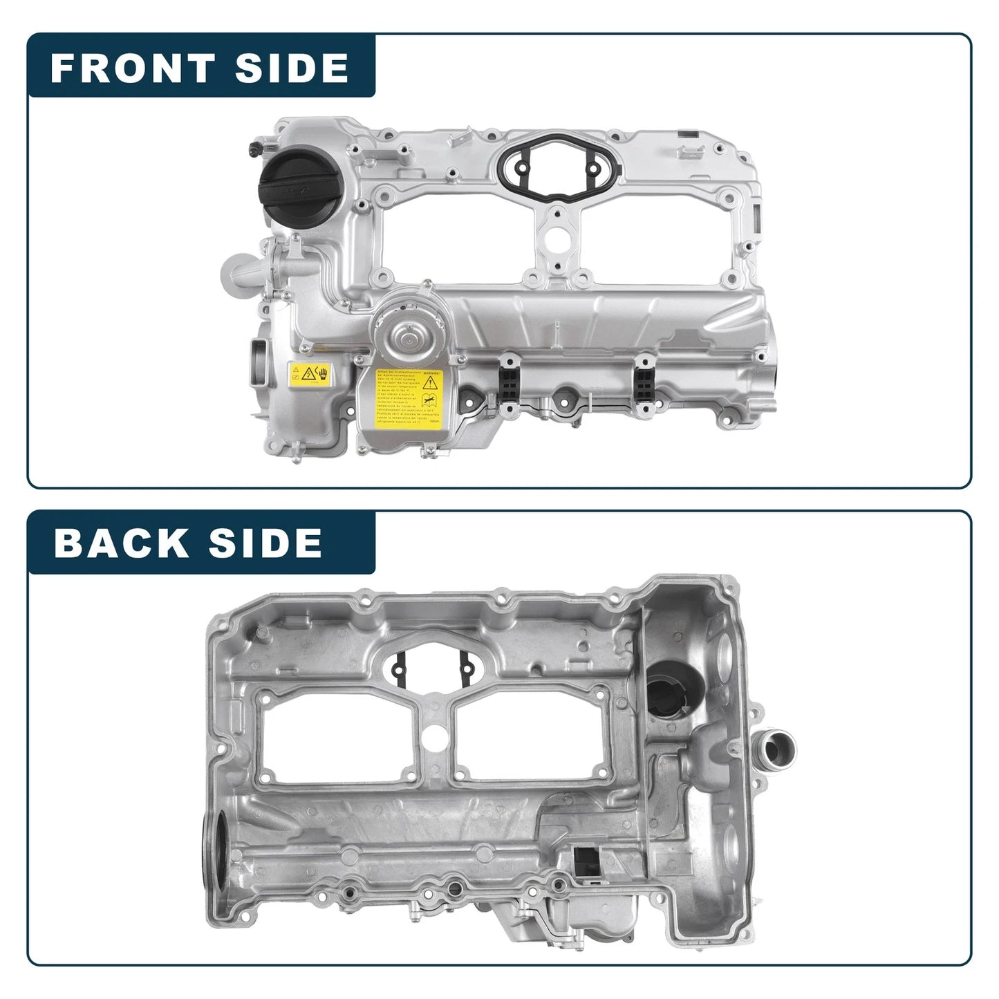 Engine Valve Cover with Gasket for BMW 528i (2012-2016) Silver Tone
