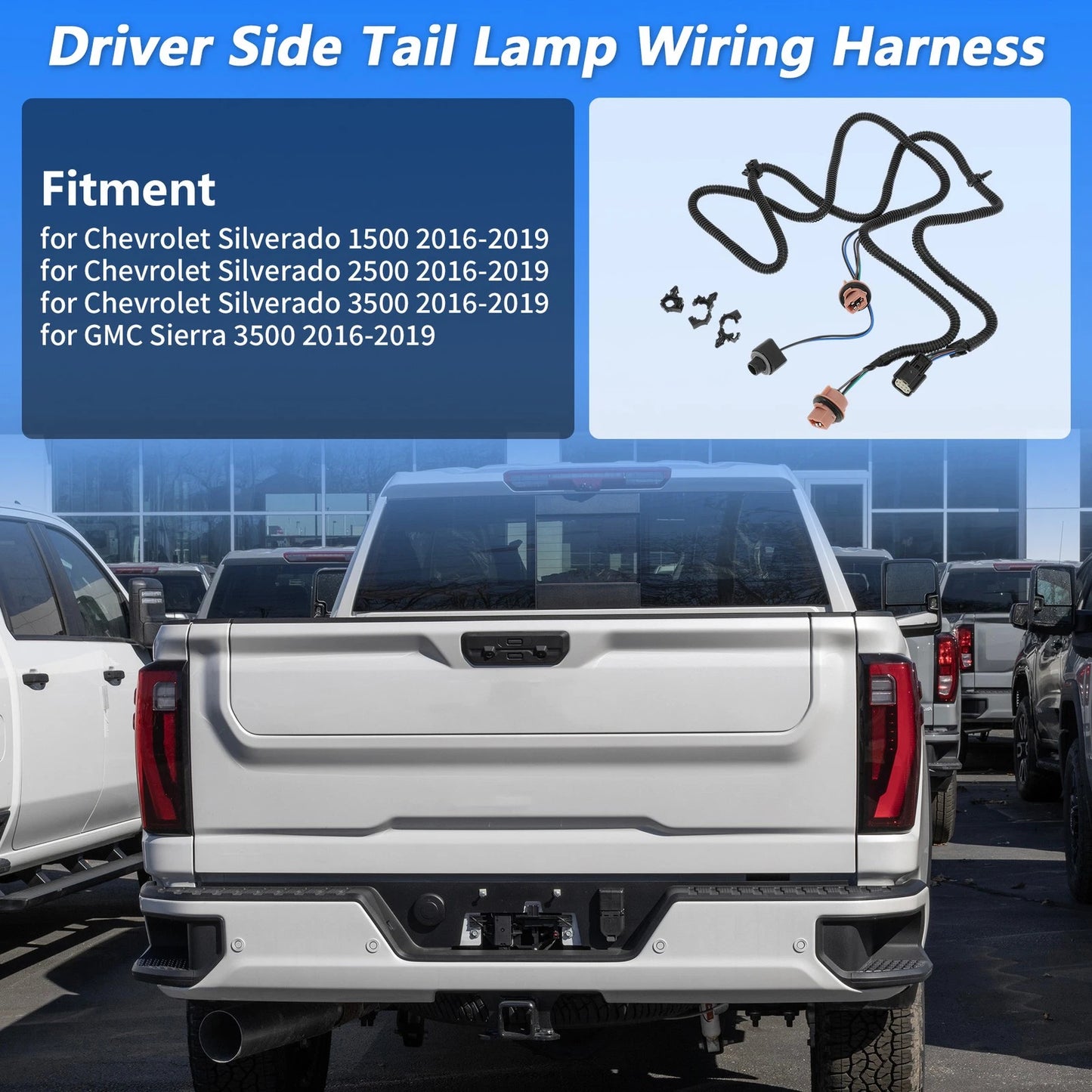 Driver Side Tail Lamp Wiring Harness for Chevrolet Silverado (2016-2019)