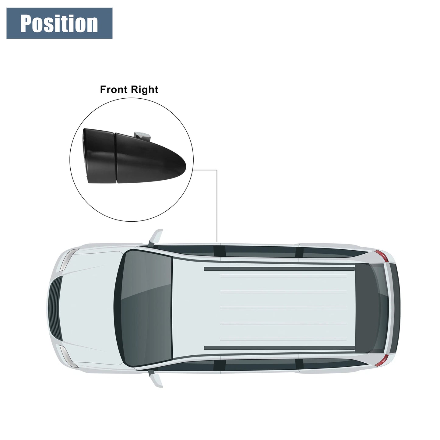 Black Front Right Exterior Door Handle for Honda CR-Z (2011-2016)