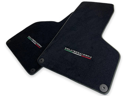 Floor Mats for Lamborghini Huracan 2014-2022 Black Tailored Carpets Green Stitch