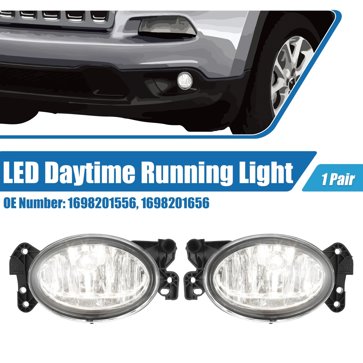 Driving Fog Lights for Mercedes (1698201556) - Aluminum Plastic White