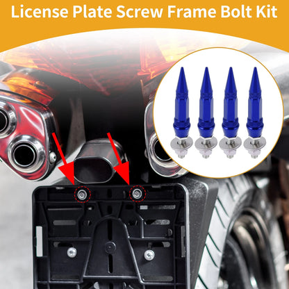 M6 License Plate Screws Cover 82mm Deep Blue 4 Pcs for Universal Motorcycle