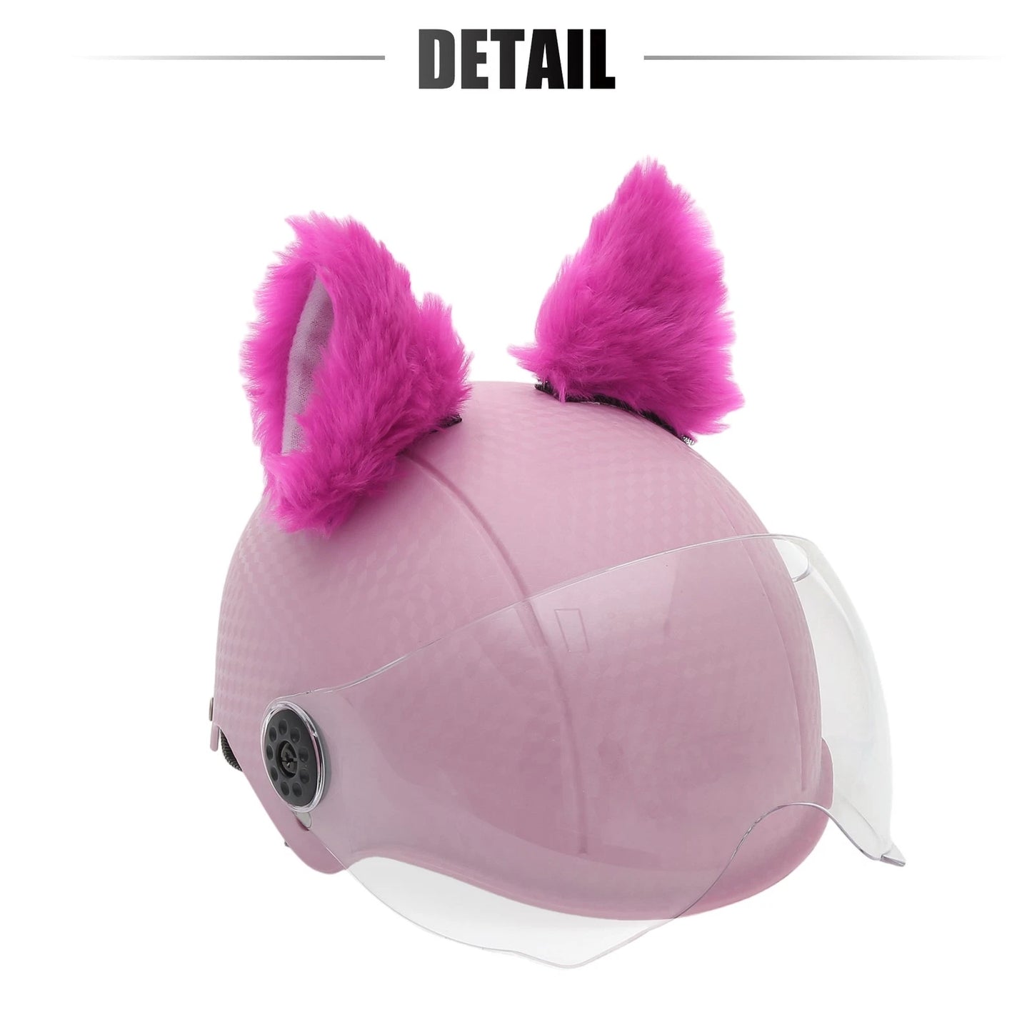 Pair Bicycle Motorcycle Plush Cat Ears Shape Helmet Decor Rose Red White