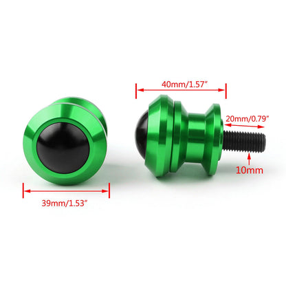 10mm CNC Swing Arm Spools Sliders Green for Kawasaki Ninja 250R ZX6R ZX10R (2008-2019)