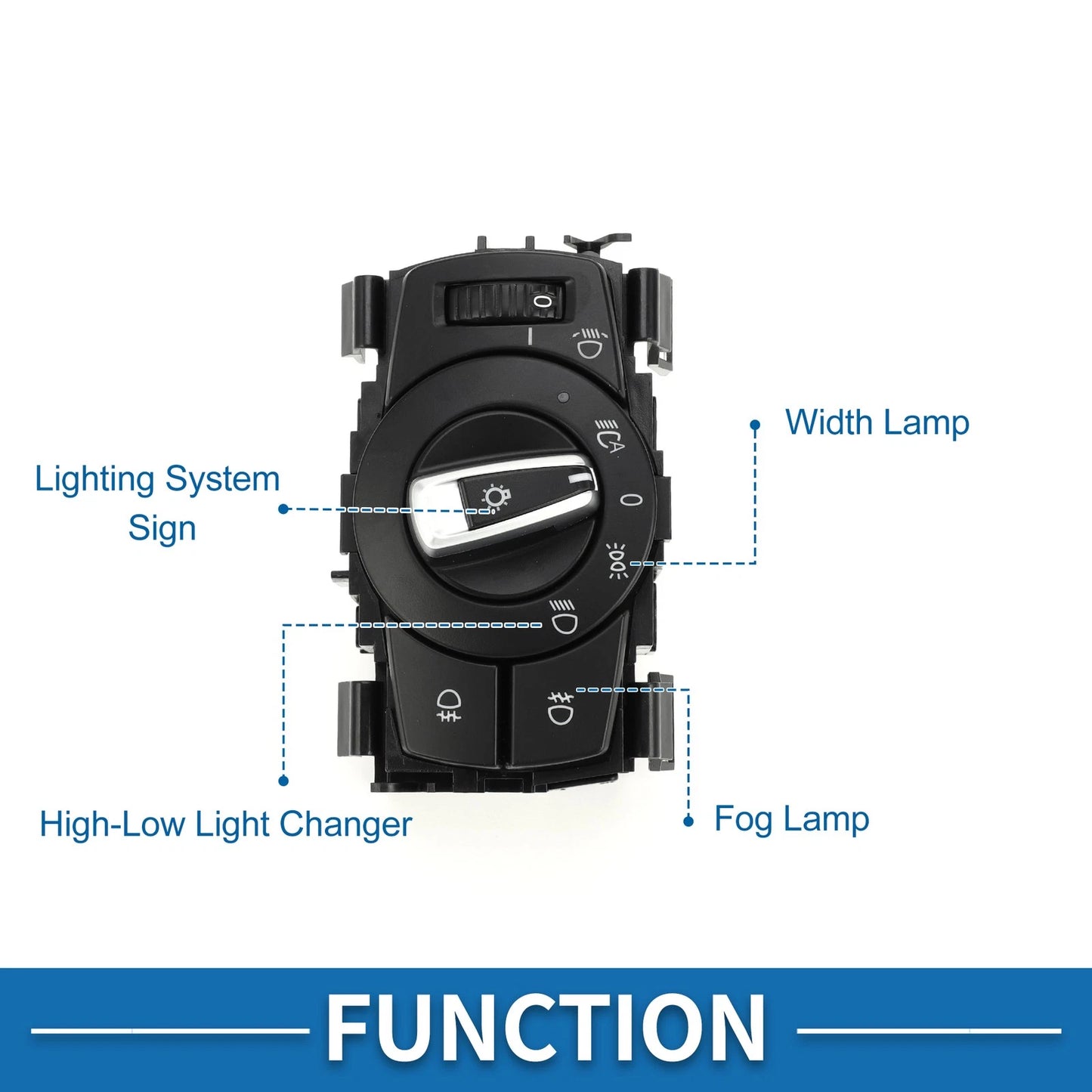Headlight Switch Plastic Black for BMW 1 Series E82 (2007-2013)