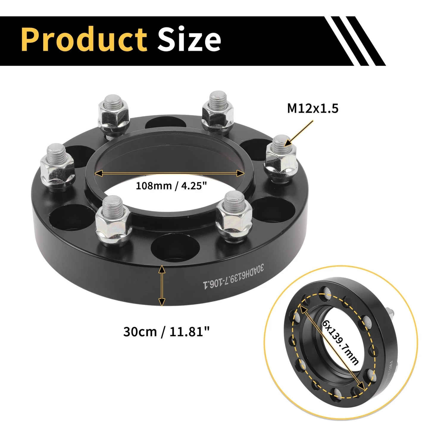 6x139.7mm Wheel Spacers 108mm for Toyota Fortuner (2005-2023)