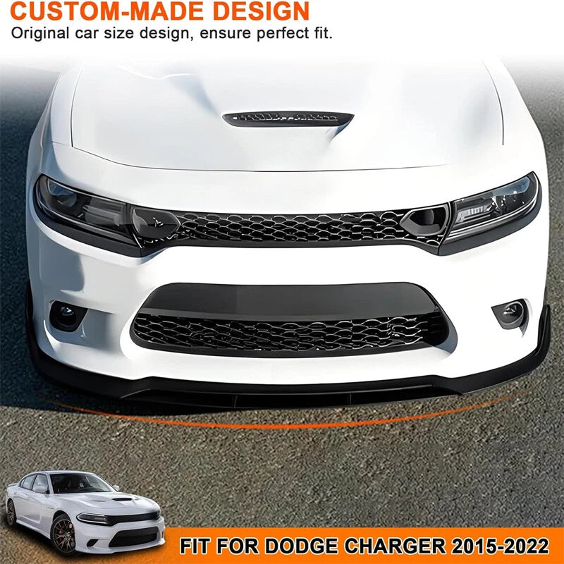 Glossy Black Front Bumper Lip Splitter Kit for 2015-2023 Dodge Charger SRT