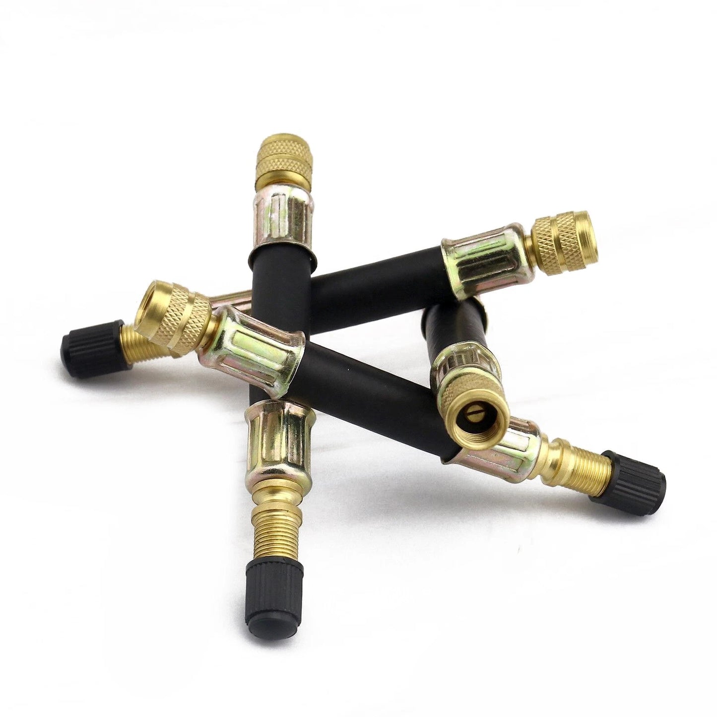 4x Flexible Tire Tyre Valve Extension Adapter for Car Truck Bus Black+Gold