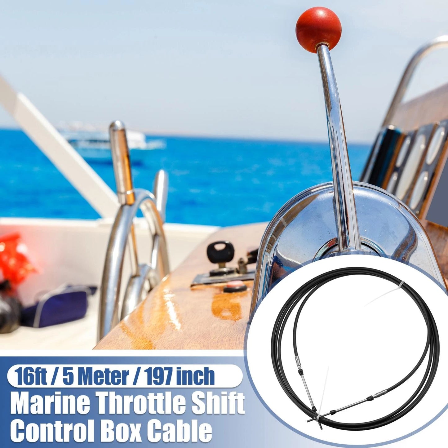 Marine Shift Remote Control Box Cable 16ft for Yamaha Black