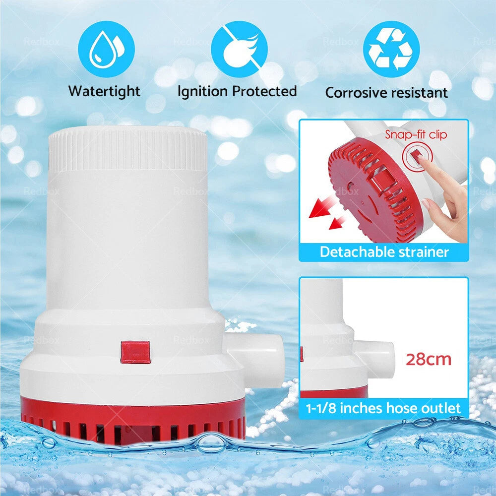 12V 2000 GPH Submersible Electric Water Pump for Boat Marine