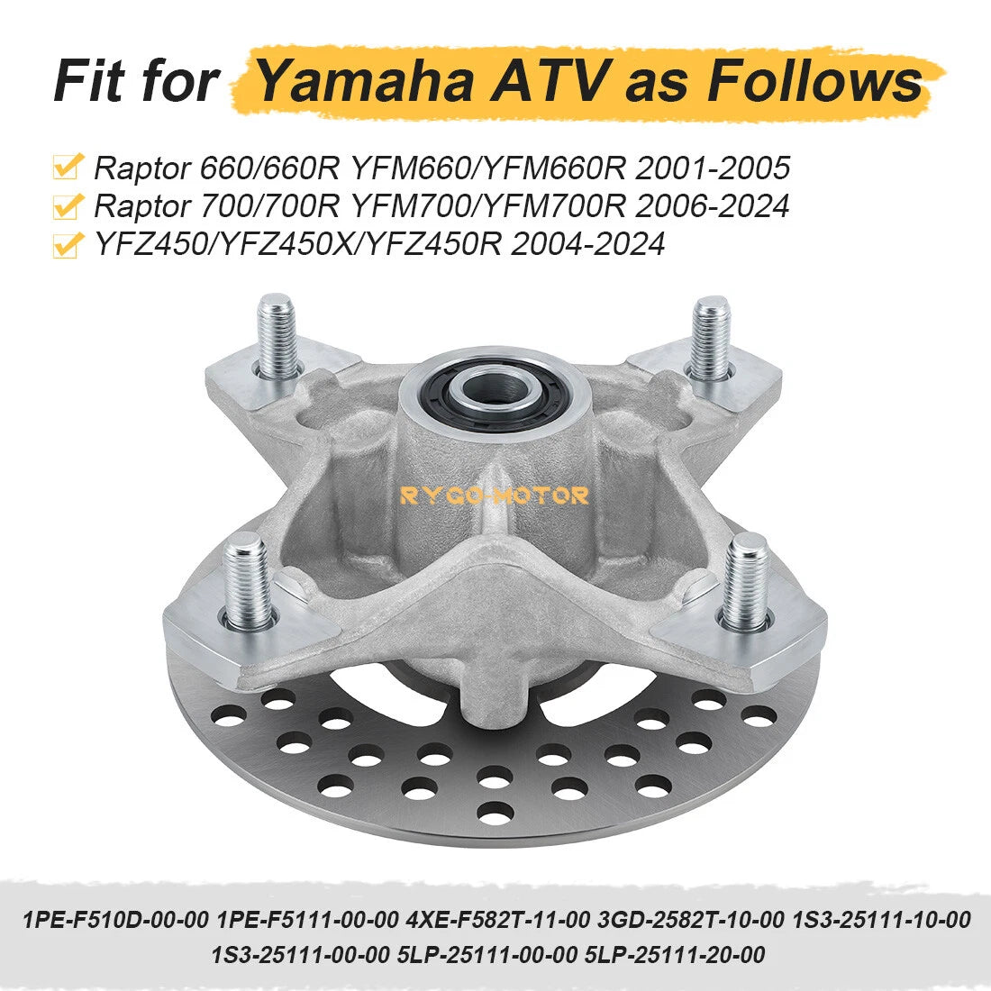 Front Wheel Hub & Brake Disc Rotor for Yamaha Raptor 660R 700 700R YFZ450