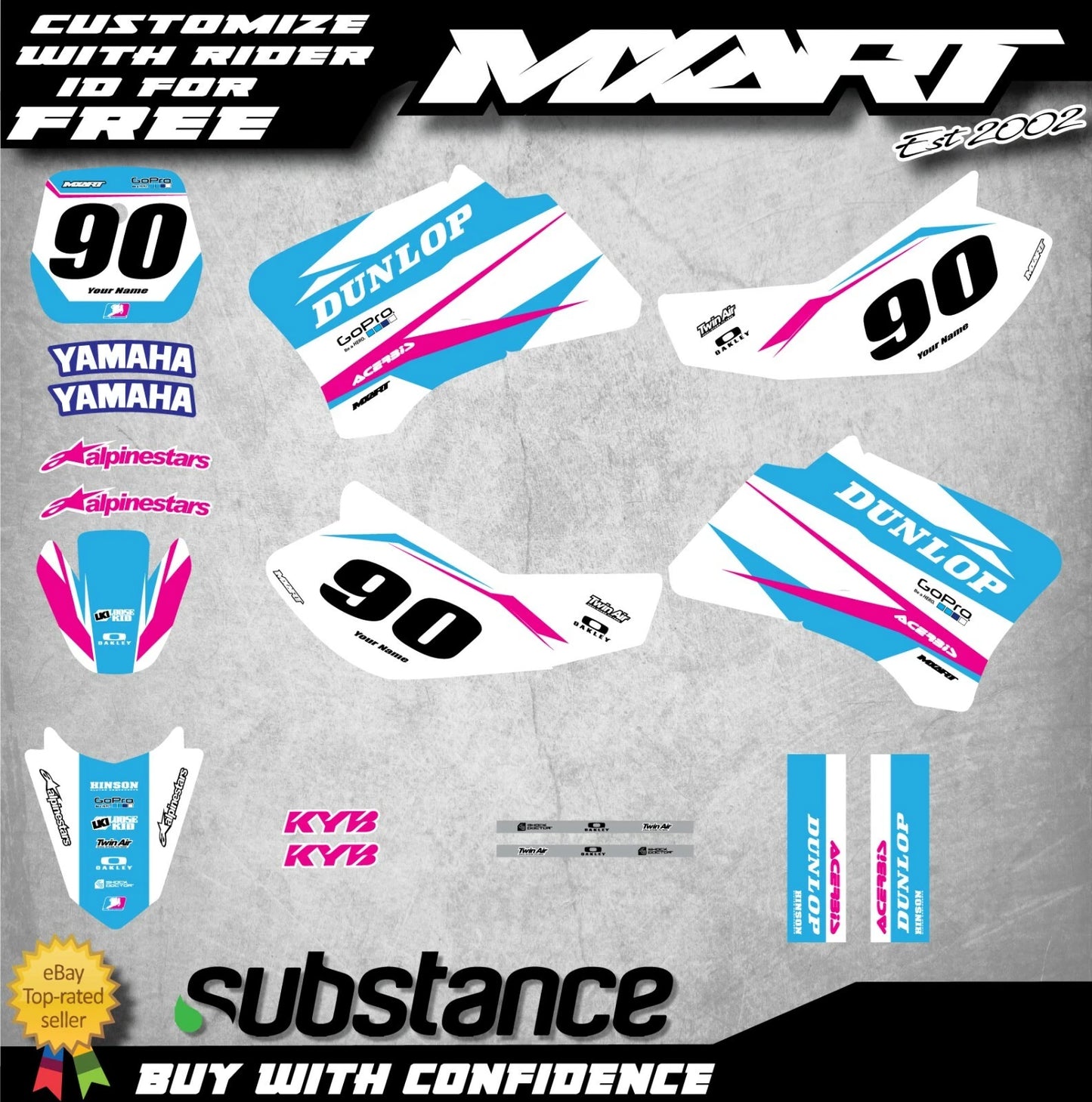 Custom Graphic Kit Decals for Yamaha TTR 90 (2000-2006)
