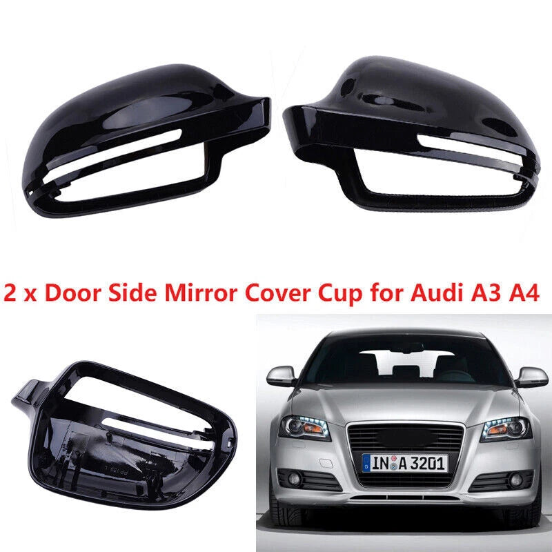 Gloss Black Mirror Cover Shell Caps for Audi A3 A4 S5 B8 (2009-2013)